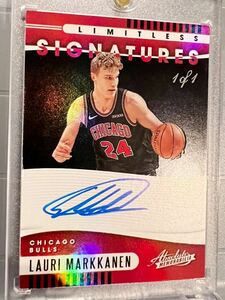 1/1 世界1枚限定直書 Black Foil Auto 18 Panini Lauri Markkanen ラウリ・マルケネン NBA 直筆 サイン Bulls Jazz ジャズ バスケ All-star