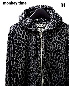 M[UNITED ARROWS monkey time United Arrows Monkey time Leopard print velour Zip Parker leopard print leopard print GRAY GREY