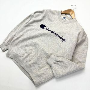 チャンピオン ☆ Champion 今時のルーズさ♪ スウェット トレーナー ロゴ 刺繍 グレー L ストリート アメカジ ゆるだぼ 古着MIX■EC145