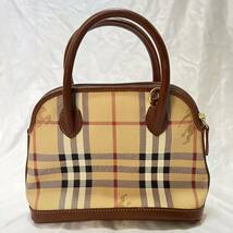 1円~ 【良品】 BURBERRY バーバリー ミニミニハンドバッグ バニティ 化粧 ポーチ ボストン ノバチェック PVC シャドーホース レディース_画像2