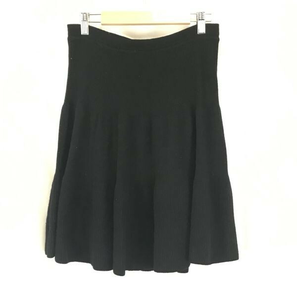 Made in Italy★alain manoukian/アランマヌキャン★ウール/ミニフレアスカート【Women's size-L/42/黒/Black】Vintage/Skirts◆BH40