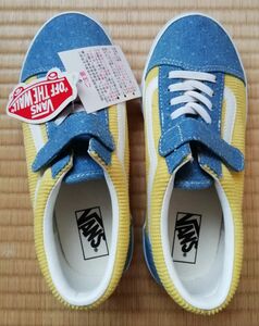 送料込／VANS／スニーカー／22cm／ジュニア／シューズ／デニム／イエロー／V36CJ／OLD SKOOL／箱あり