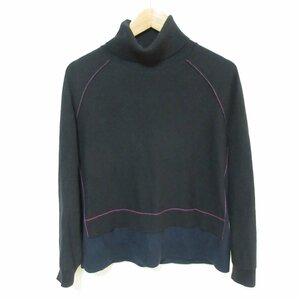 ほぼ美品 20SS PS Paul Smith ピーエス ポールスミス バイカラー 長袖 タートルネック ニット トップス M 黒 ブラック系