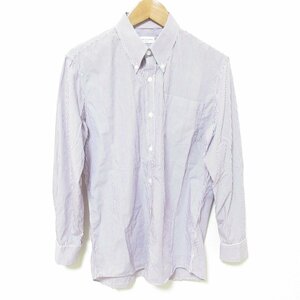 美品 DRIES VAN NOTEN ドリスヴァンノッテン 長袖 ストライプ ボタンダウン BDシャツ サイズ46 白×紫 ホワイト×パープル