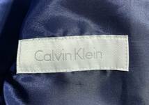 極美品【定価9.3万】Calvin Klein カルバンクライン レザー ライダースジャケット 38 メンズ 羊革 美シルエット ネイビー 刻印ダブルジップ_画像9