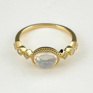 [ remake ] opal te The Yinling gK18 yellow gold ring mere diamond approximately 13 number YG opal diamond lady's 