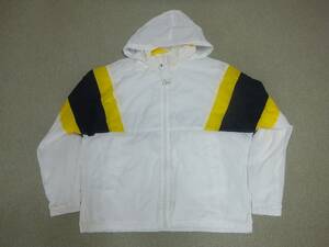 新品 未使用 希少 WINDBREAKER JACKET 80`s レトロ オーバーサイズ ビッグシルエット フード付 ジャケット XXL ホワイト ボーダー