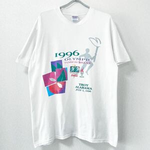 ■激レア■90s USA製 アトランタ五輪 コカコーラ Tシャツ L XL 聖火ランナー アート COCA COLA オリンピック 企業 ビンテージ