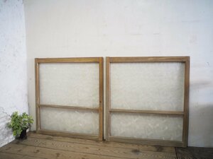 taG0727*(2)[H96cm×W88cm]×2 sheets * pretty design glass. old tree frame glass door * fittings sliding door window sash Cafe retro Vintage K under 