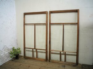 taH0113*(1)[H128,5cm×W69cm]×2 sheets * antique *.... glass. old tree frame sliding door * fittings window glass sash old Japanese-style house construction material retro K under 