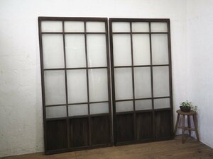 taG0837*[H177,5cm×W90cm]×2 sheets * antique *... taste ... old wooden glass door * fittings sliding door sash lino beige .n retro L pine 