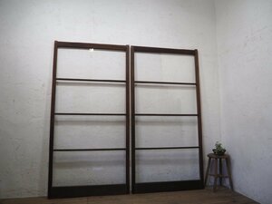 taH0223*[H182cm×W91,5cm]×2 sheets * Vintage * retro taste ... large tree frame sliding door * old fittings glass door sash . material store furniture retro L pine 