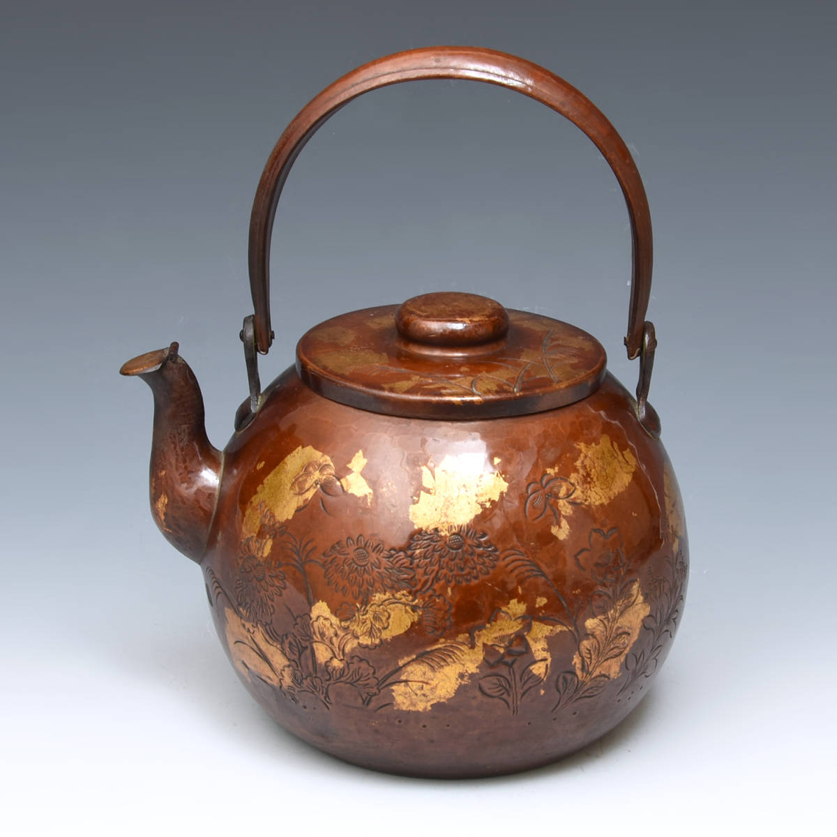 □皆川堂 純銅製 南瓜型 水注 共箱付 湯沸 薬缶 やかん 茶器 煎茶道具