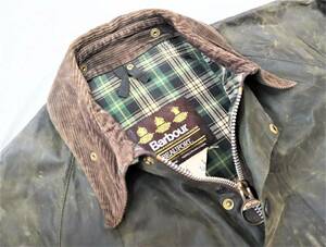 希少!旧裏地 92年製 バブアー 英国製 barbour ビューフォート BEAUFOUT 3ワラント44 ミディアムウエイトオイルドジャケット セージ