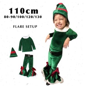 新品☆子ども服 110 緑 エルフ クリスマス フレア セットアップ 妖精 キッズ
