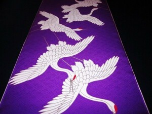 [ capital ...] silk long kimono-like garment flap stone chip crane pattern purple color ground . ground . cloth change sleeve for 2.2m②