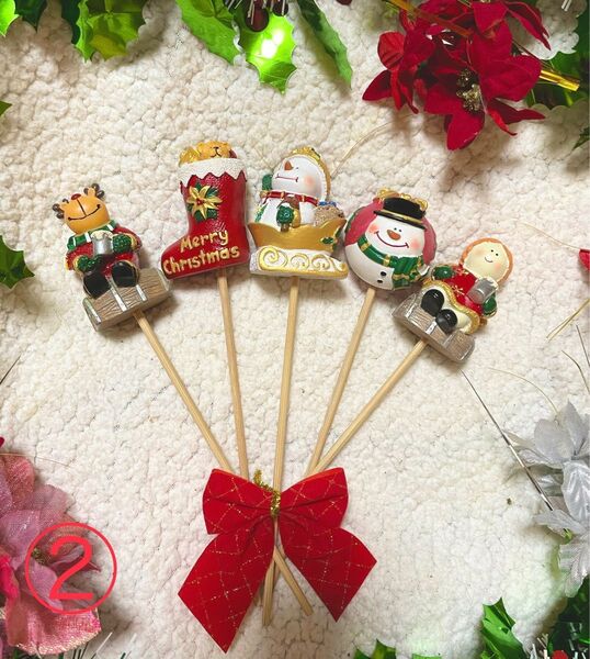 ② クリスマスピック ガーデンピック オブジェ 置き物 サンタ トナカイ 飾り ツリー スノーマン オーナメント グッズ 雑貨