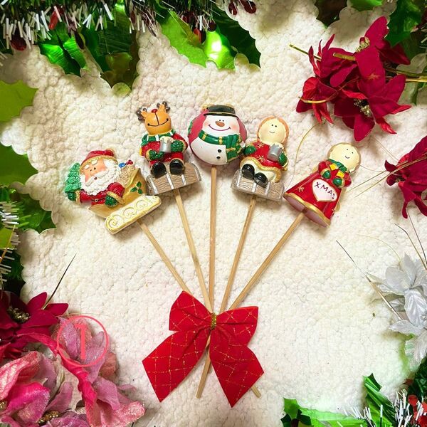 ①クリスマスピック ガーデンピック オブジェ 置き物 サンタ トナカイ 飾り ツリー スノーマン オーナメント グッズ 雑貨