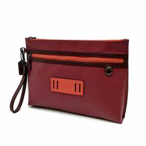 送料無料 超美品 COACH コーチ メンズ クラッチバッグ キャリーオール ポーチ カラーブロック F79780 レッド
