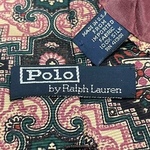 POLO by RALPH LAUREN( Polo bai Ralph Lauren ) зеленый розовый рисунок галстук 