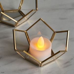  Northern Europe . angle group glass lotus candle holder brass mirror specification Gold accessory tray case storage deco display stylish 