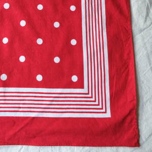  dead stock [ Europe Vintage ] cotton dot pattern bandana / red white red white series / France Work 