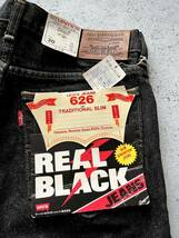 ☆ DEAD STOCK 90s〜 LEVI’S 626 SLIM BLACK JEANS OLD VINTAGE デッドストック リーバイス 先染め ブラックジーンズ オールド ビンテージ_画像5