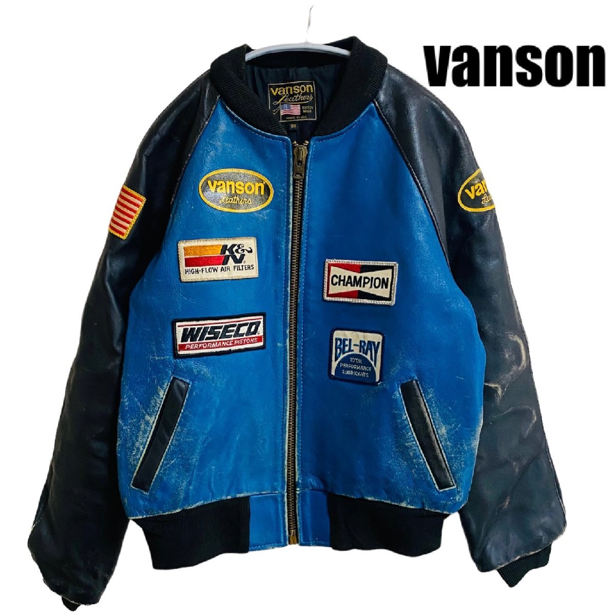 レア VANSON バンソン シングル ライダースジャケット チェック柄 裏地