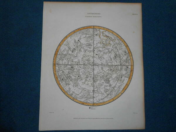 アンティーク1811年『リーズ北天星図』星座早見盤 、天球図、天文暦学書、星図、宇宙、Astronomy, Star map, Planisphere, Celestial atlas