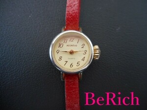 ACONT&G lady's wristwatch red × beige quartz SS× leather [ used ]ht1239