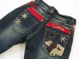 LOLITA JEANS Lolita jeans * reindeer Logo damage processing knitted Denim pants jeans * S size / waist approximately 82cm