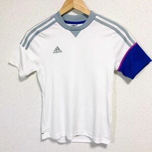 H1041dh タイランド製【adidas アディダス】150 半袖 Tシャツ キッズ ホワイト スポーツウェア サッカー メッシュ パフォーマンスロゴ