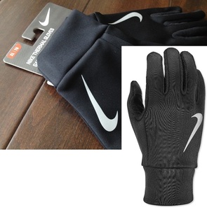 【既決USA】NIKE ・ナイキ@完売【NIKE】ロゴ入断熱Thermal 生地グローブ【NIKE Unisex Thermal Gloves】黒xGrey★ユニセックス男女兼用 @L