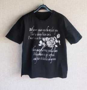 ★シルバー箔プリント　半袖Tシャツ　M★