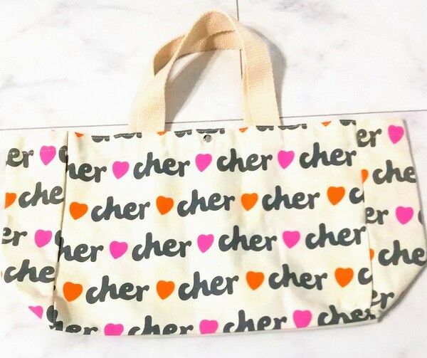 Cher シェル ロゴ ハート トートバッグ エコバッグ