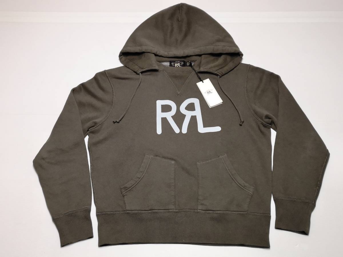 RRL ロゴ プリント 後付けパーカー スウェット グレー L パーカー 特別