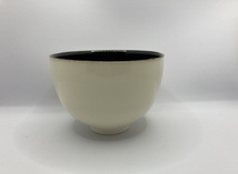 茶道具 ◆ 抹茶碗　「 浮彫 南天に雪兎」　京焼 清水焼　三四郎作_画像2