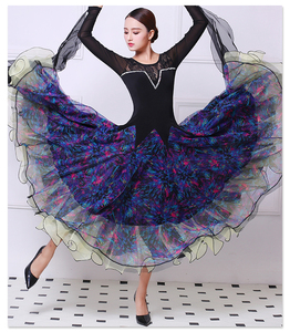 新作　社交ダンス　レディースダンス衣装　★サイズオーダー可　競技用ドレスワンピース　素敵花柄