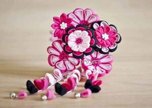  knob skill ornamental hairpin ././. flower / pink * Japanese coiffure Japanese clothes flower fire graduation ceremony wedding The Seven-Five-Three Festival yukata kimono long-sleeved kimono coming-of-age ceremony front .. Hinamatsuri . festival *