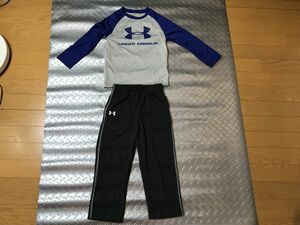  Under Armor Kids long sleeve T shirt sweat jersey pants size 4 approximately 110cm top and bottom set 