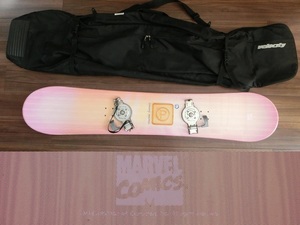 マーベル・コミック ステップイン スノーボード 板 約135cm ピンク (エアボーン アシックス バインディング ボードケース 取説 セット)