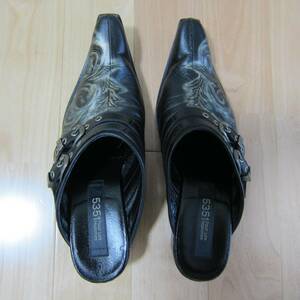 5351 pool Homme mules black size 40 leather sandals slip-on shoes shoes Abahouse shellac SCHORL shawl 