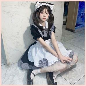 ハロウィン M メイド服 ギンガムチェック 仮装 コスプレ 可愛い メイドの画像4