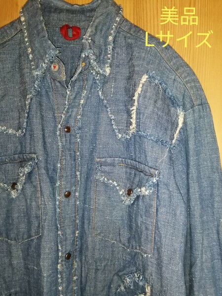 美品　Lサイズ　Levi's　フリンジグランジデニムシャツ　　 スナップダウン