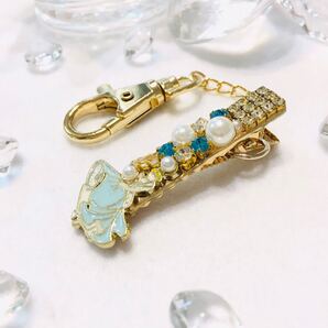 送料無料●シンデレラ ビジュー バッグ キークリップ (キーホルダー)●ハンドメイド / ドレス 童話 お姫様