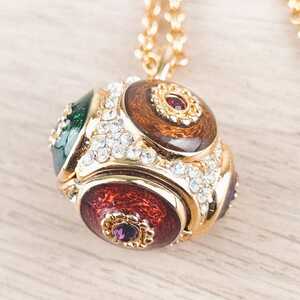  rhinestone ball necklace pendant Vintage antique retro pendant top chain charm key holder 