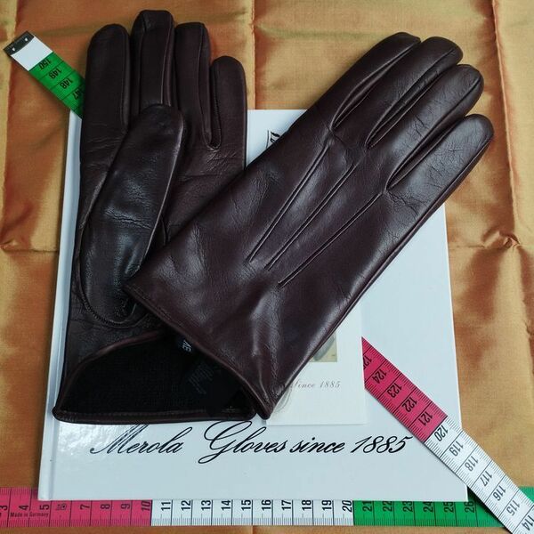 メローラ ナッパ ミンク色茶色 カシミア黒 革手袋 グローブ MEROLA 親指-3mm
