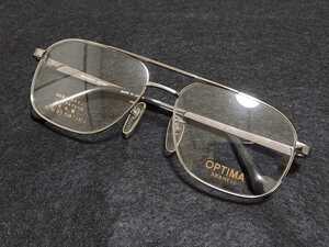 新品　OPTIMA　日本製　メガネ　眼鏡　高級感　上品　フルリム　チタン　超軽量　シルバー　ツーブリッジ