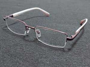 新品　ETRO エトロ　日本製　メガネ　眼鏡　高級感　上品　ハーフリム　チタン　赤紫