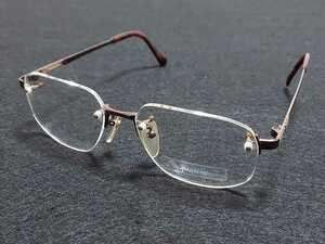新品　Aquascutum アクアスキュータイム　日本製　メガネ　眼鏡　高級感　上品　ツーポイント　チタン　ブラウン系 綺麗